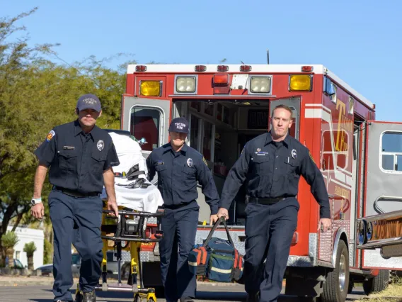 Jason Jackett, Seth McKinney, Chris Hardy are the first responders entering an emergency.